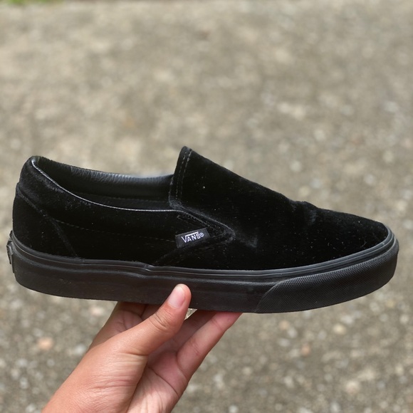 black velvet slip on vans